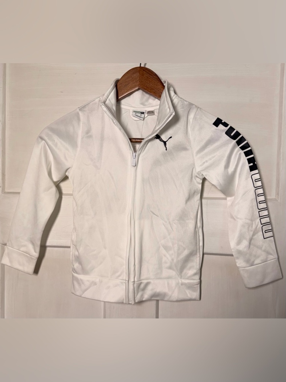 Puma Kids White Full-Zip Track Jacket with Black Logo